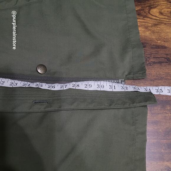 Vtg Gallery Hooded Duster Parka Jacket L Removable Hood Olive Classic 90's - Picture 13 of 16